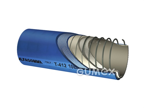 Potravinová tlakosací hadice na tekuté poživatiny T412 LE, 51/61mm, FDA, 10bar/-1bar, NR/NR-EPDM, -40°C/+80°C, modrá